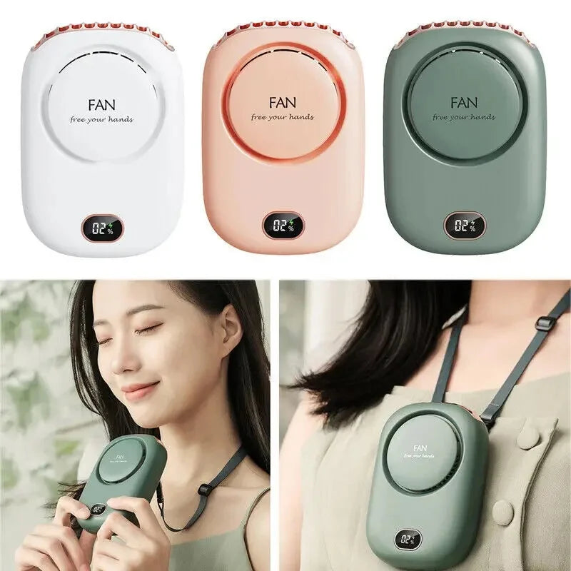 Stay Cool Anywhere with Our Portable Lazy Hanging Neck Fan - Bladeless, USB Rechargeable, and Mute for Outdoor Sports!
