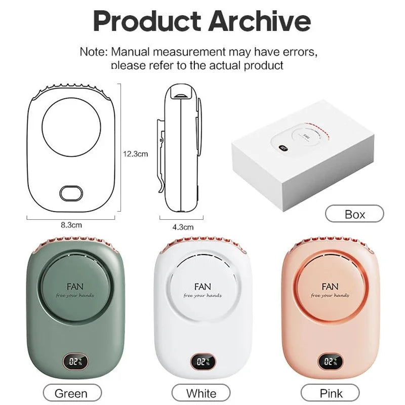 Stay Cool Anywhere with Our Portable Lazy Hanging Neck Fan - Bladeless, USB Rechargeable, and Mute for Outdoor Sports!