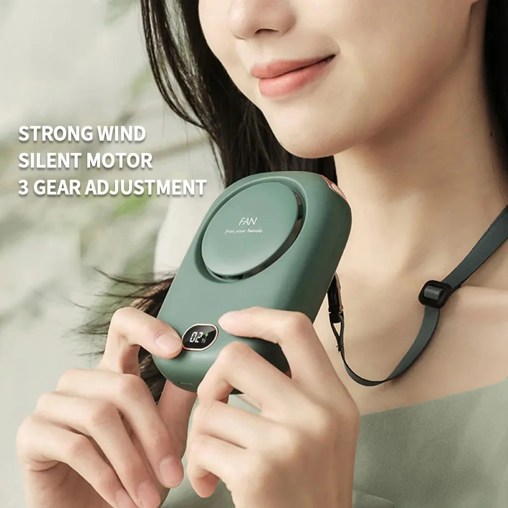 Stay Cool Anywhere with Our Portable Lazy Hanging Neck Fan - Bladeless, USB Rechargeable, and Mute for Outdoor Sports!
