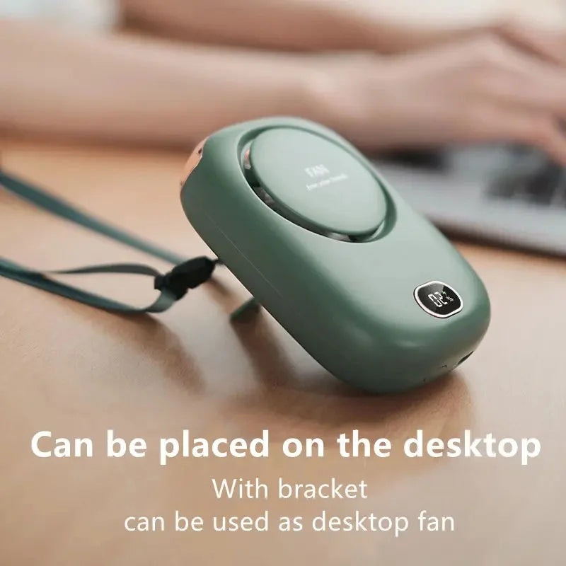 Stay Cool Anywhere with Our Portable Lazy Hanging Neck Fan - Bladeless, USB Rechargeable, and Mute for Outdoor Sports!